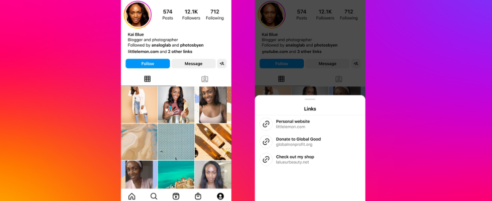 © Instagram, Instagram mit mehr Links in der Bio
